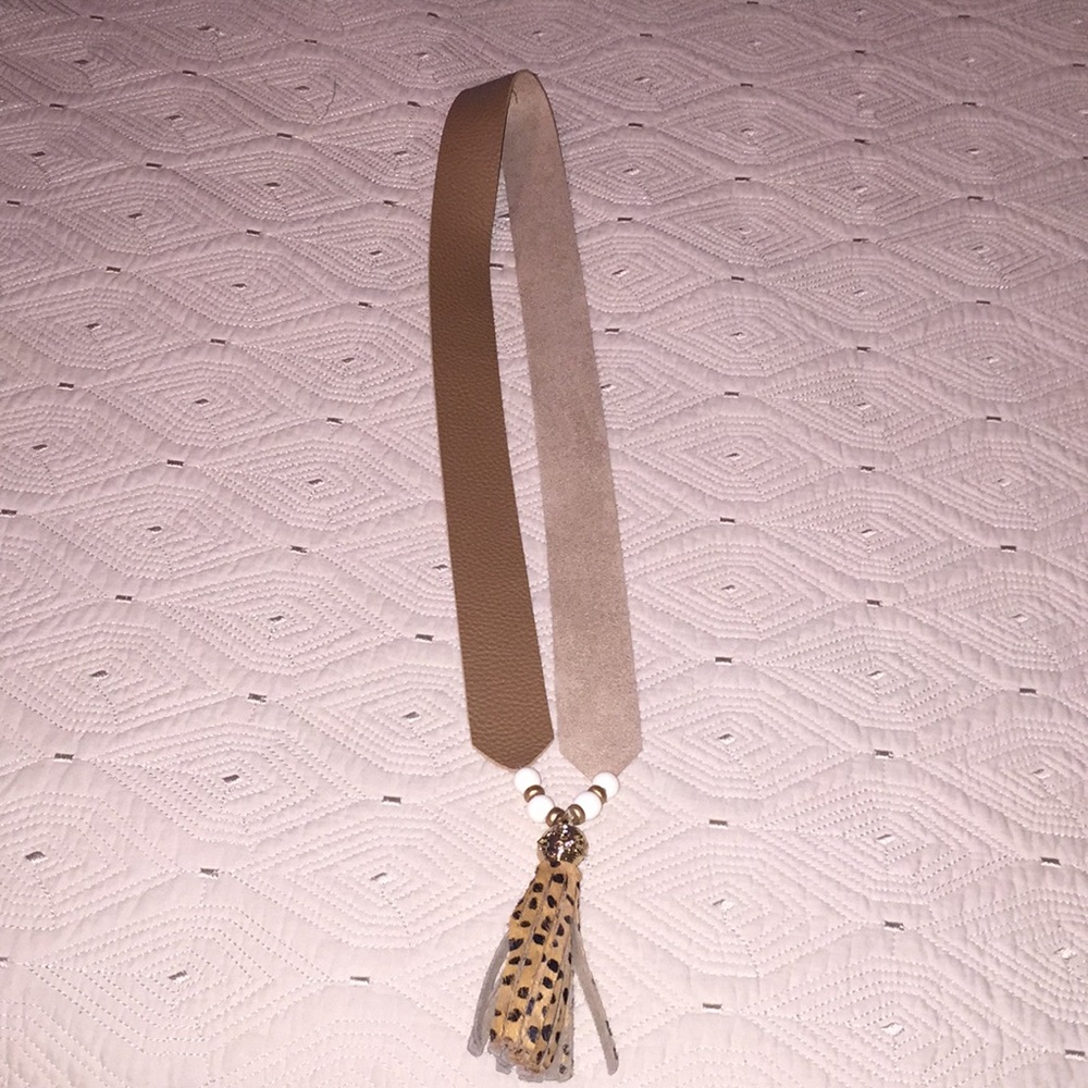 Leather strap tassel necklace
